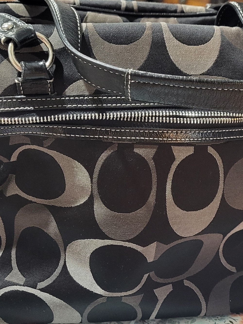 Coach Black and Gray Signature Tote